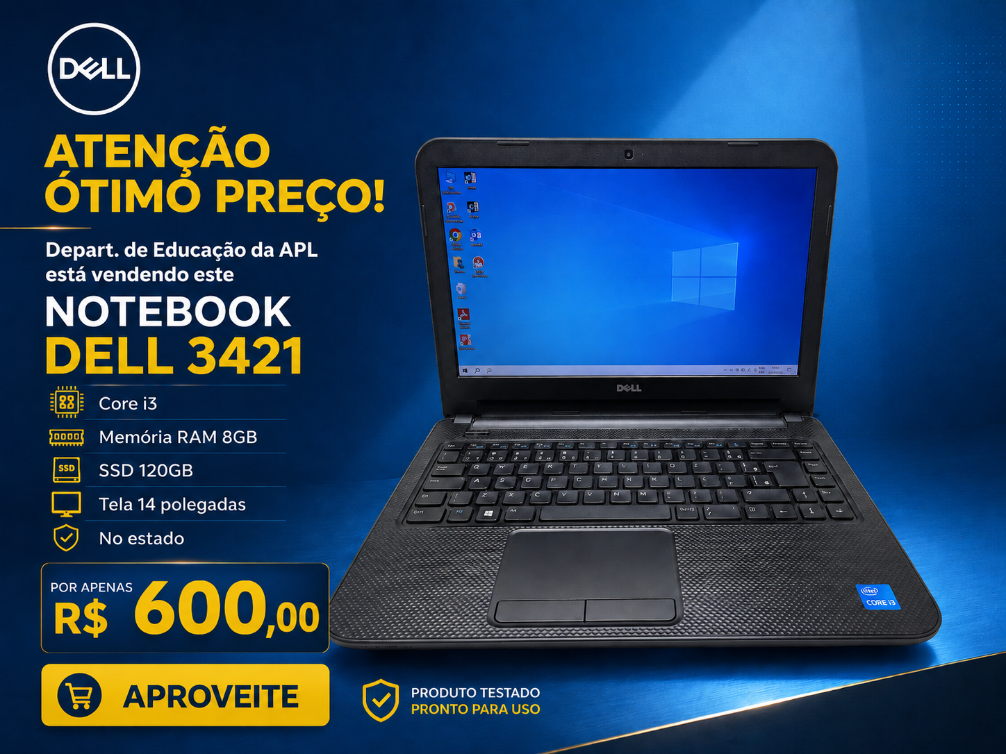 Notebook Dell 3421 à venda